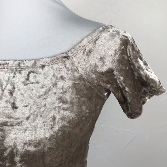 Forever 21 Brown Crushed Velvet Short Sleeve Bodycon Mini Dress Small - Picture 2 of 5